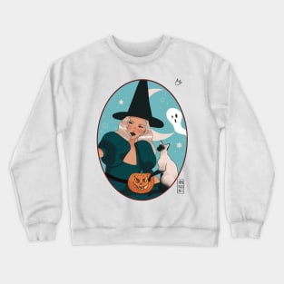 Witch with her cat Crewneck Sweatshirt